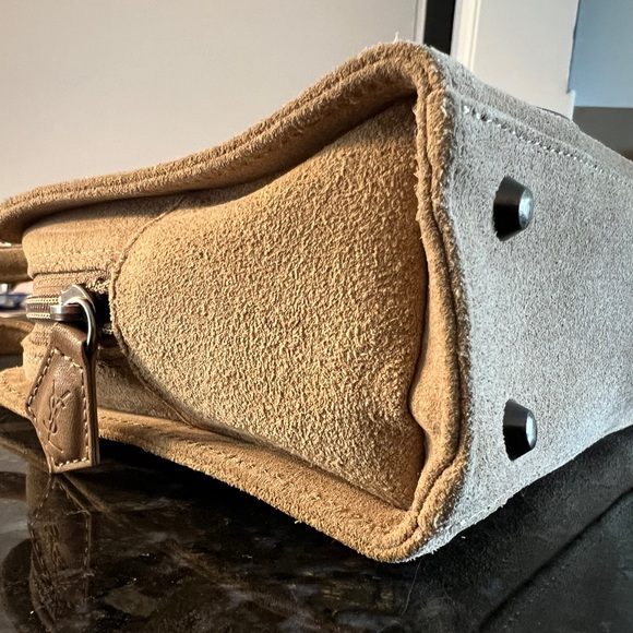 YSL Yves Saint Laurent Authentic Rare Suede Shoulder Bag Tan Unique - Picture 8 of 17